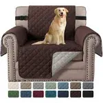 H.VERSAILTEX Chair Slipcover Reversible Chair Cover for Dogs Water Resistant Chair Cover for Living Room Washable Furniture Protector Cover Seat Width Up to 21"(Armchair, Brown/Beige)