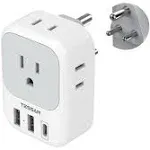 TESSAN India Power Adapter with 4 American Outlets 3 USB Charger (1 USB C Port)