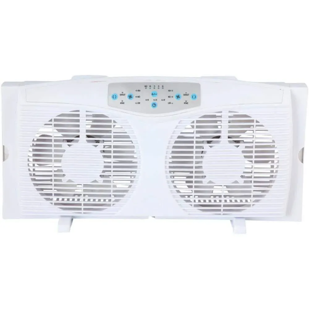 Optimus Reversible Twin Window Fan with Thermostat F-5286