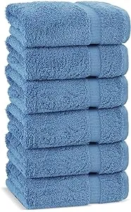 Chakir Turkish Linens Hotel & Spa Quality 100% Cotton Premium Turkish Towels Soft & Absorbent (6-piece Hand Towels, Wedgewood)