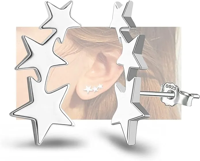 Women KITEENAL Sterling Silver Star Stud Earrings for Girls