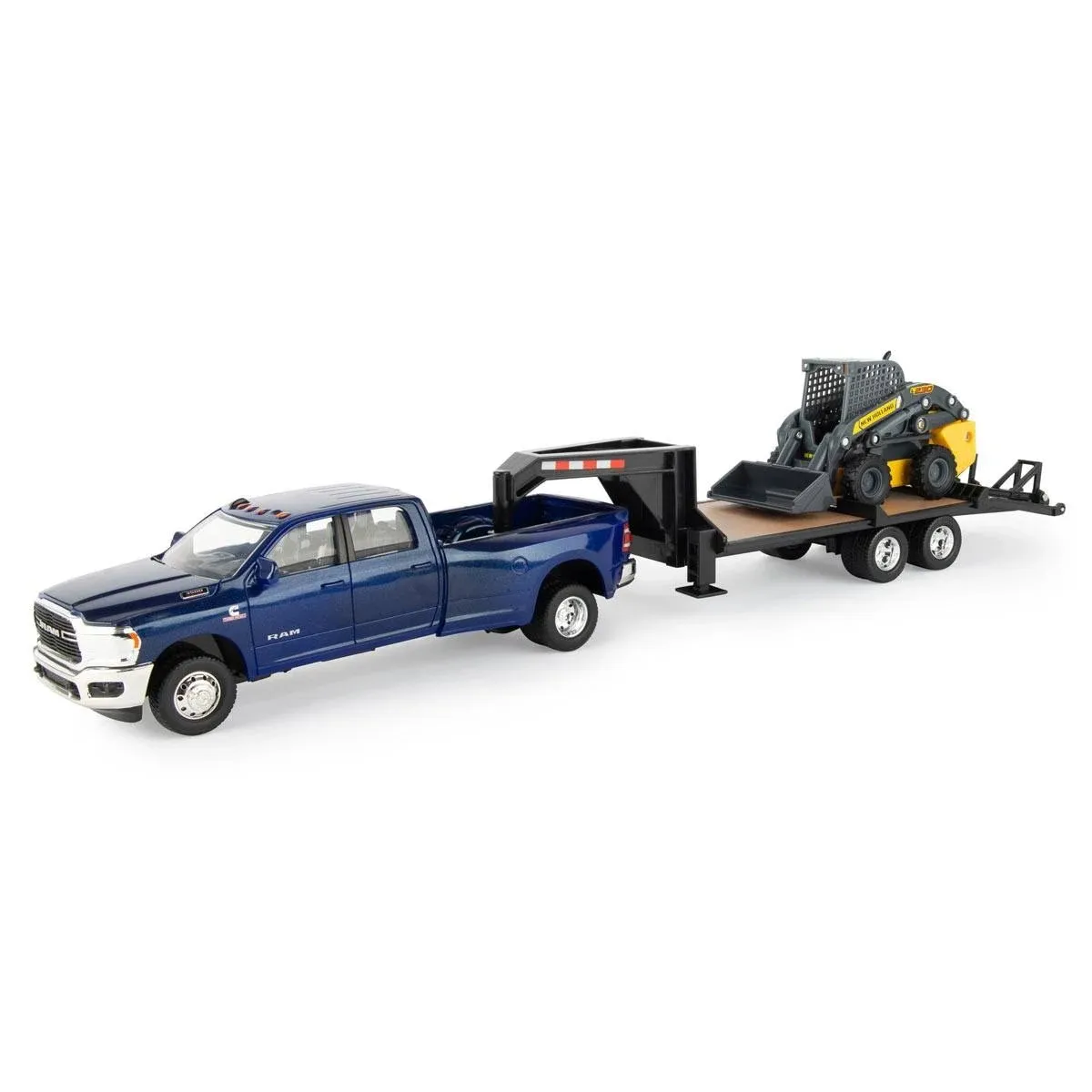 Tomy 1/32 Ram 3500 Dually Quad Cab w/Lowboy &amp; New Holland L230 Skid Steer 47269