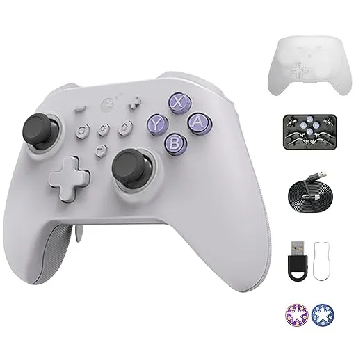 GuliKit KK3 Max, Kingkong 3 Max Controller with 4 Back Buttons, Hall Joysticks and Triggers, Wireless for Switch OLED/PC/Android/MacOS/iOS/Steam Deck, 1000Hz Polling Rate for Wins - White