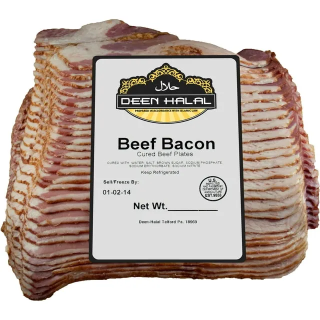 Deen Halal Sliced Beef Bacon 5lbs (1 Pack) - Premium Halal Breakfast Option for Culinary Excellence