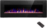 R.W.FLAME 27” Electric Fireplace Mantel Wooden Surround Firebox, TV Stand with Freestanding Electric Fireplace, Remote Control, Adjustable LED Flame