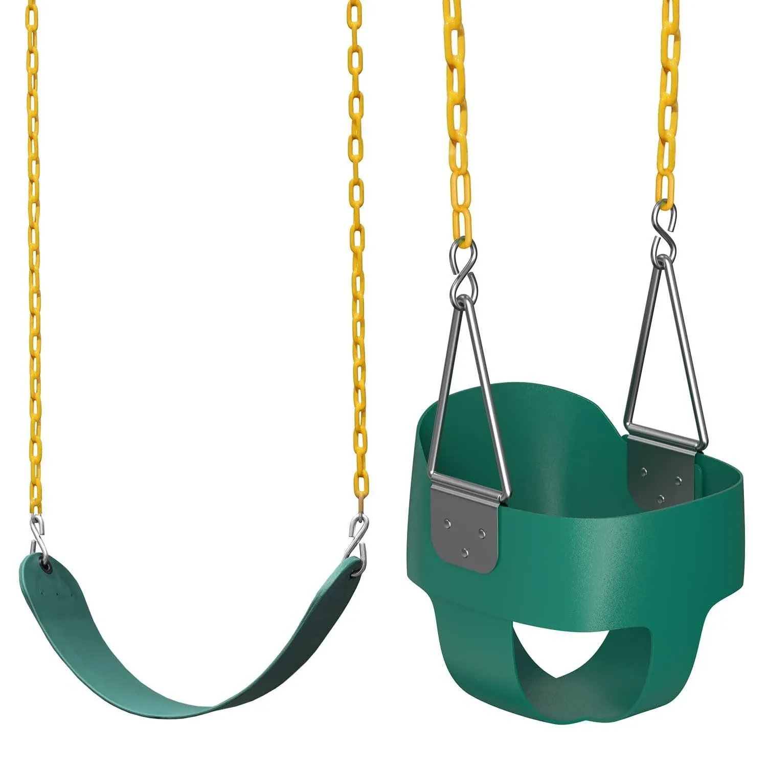  Toddler Swing - Heavy Duty, High Back, Full Bucket Baby Swing Bundle Green