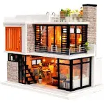 Spilay Dollhouse Miniature with Furniture,DIY Kit Mini Modern Villa Model with M