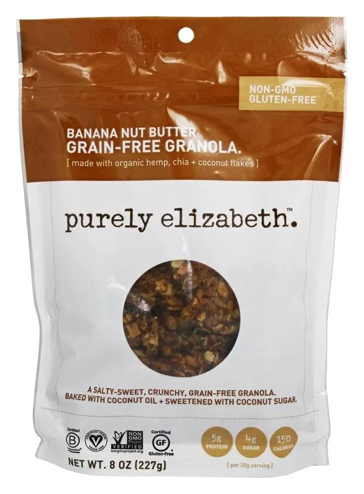 Purely Elizabeth Grain Free Granola, Banana Nut Butter - 8 oz pouch