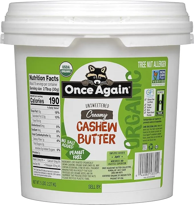 Once Again Nut Butter Creamy Cashew Butter, 16 Ounce -- 6 per case