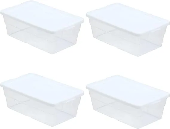 Sterilite 16428012 6 Quart/5.7 Liter Storage Box, White Lid with Clear Base (Pack of 12)