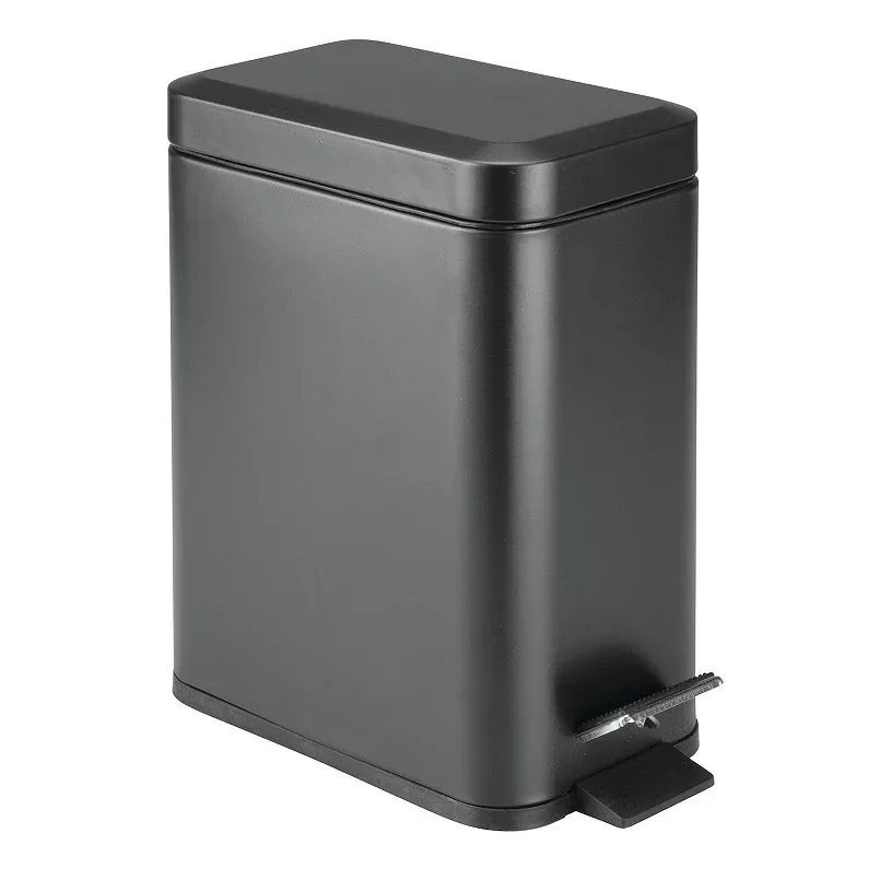 mDesign 5L Rectangle Metal Step Trash Can, Liner/Handle