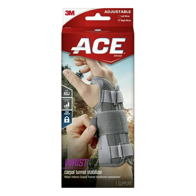 ACE B074P9L1Y2 Brand Carpal Tunnel Wrist Stabilizer with Memory Foam Palm, One Size Fits Most