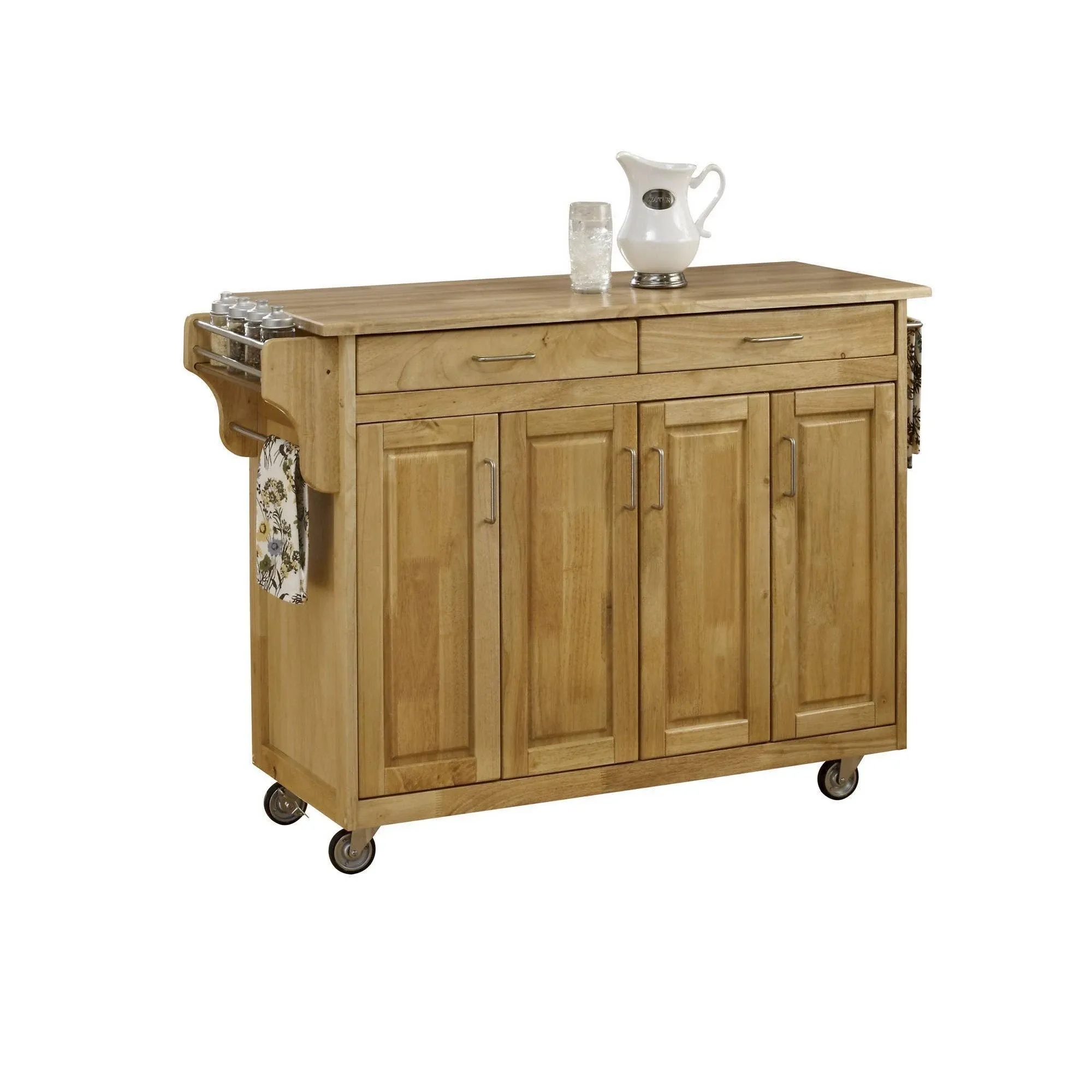 Create-a-Cart Natural 4 Door Cabinet Kitchen Cart with Gray Granite Top by Home Styles