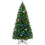 Best Choice Products Pre-Lit Fiber Optic Artificial Christmas Pine Tree with 280 Lights and Stand, Green, 7'