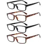 Kerecsen 4 Pack Reading Glasses for Women/Men Spring Hinges Readers Glasses Lightweight Eyeglasses