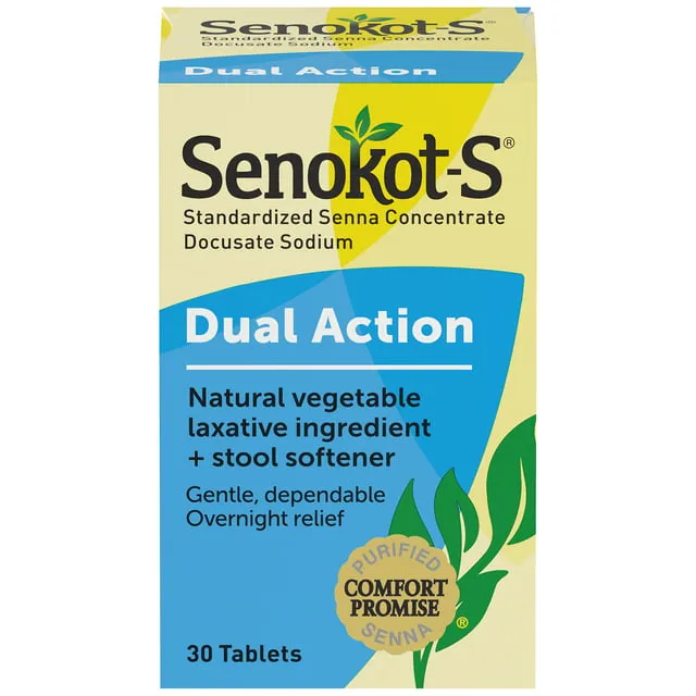 Senokot-S Natural Vegetable Laxative Plus Stool Softener Tablets