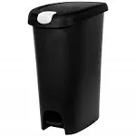 Hefty Slim Step Trash Can with Locking Lid, Black, 12 Gallon