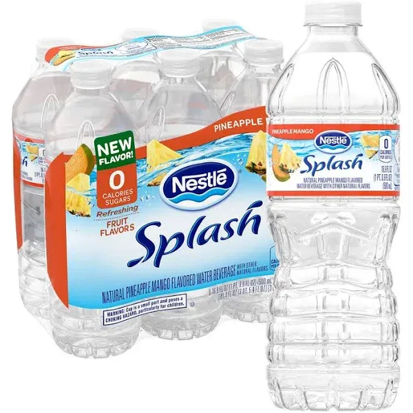 Splash Blast Flavored Water Beverage, Pineapple Mango Flavor - 6 pack, 16.9 fl oz bottles