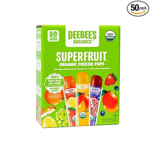 DeeBee&#039;s Organics SuperFruit Organic Freezie 100% Real Fruit Freezer Pops 35Pops