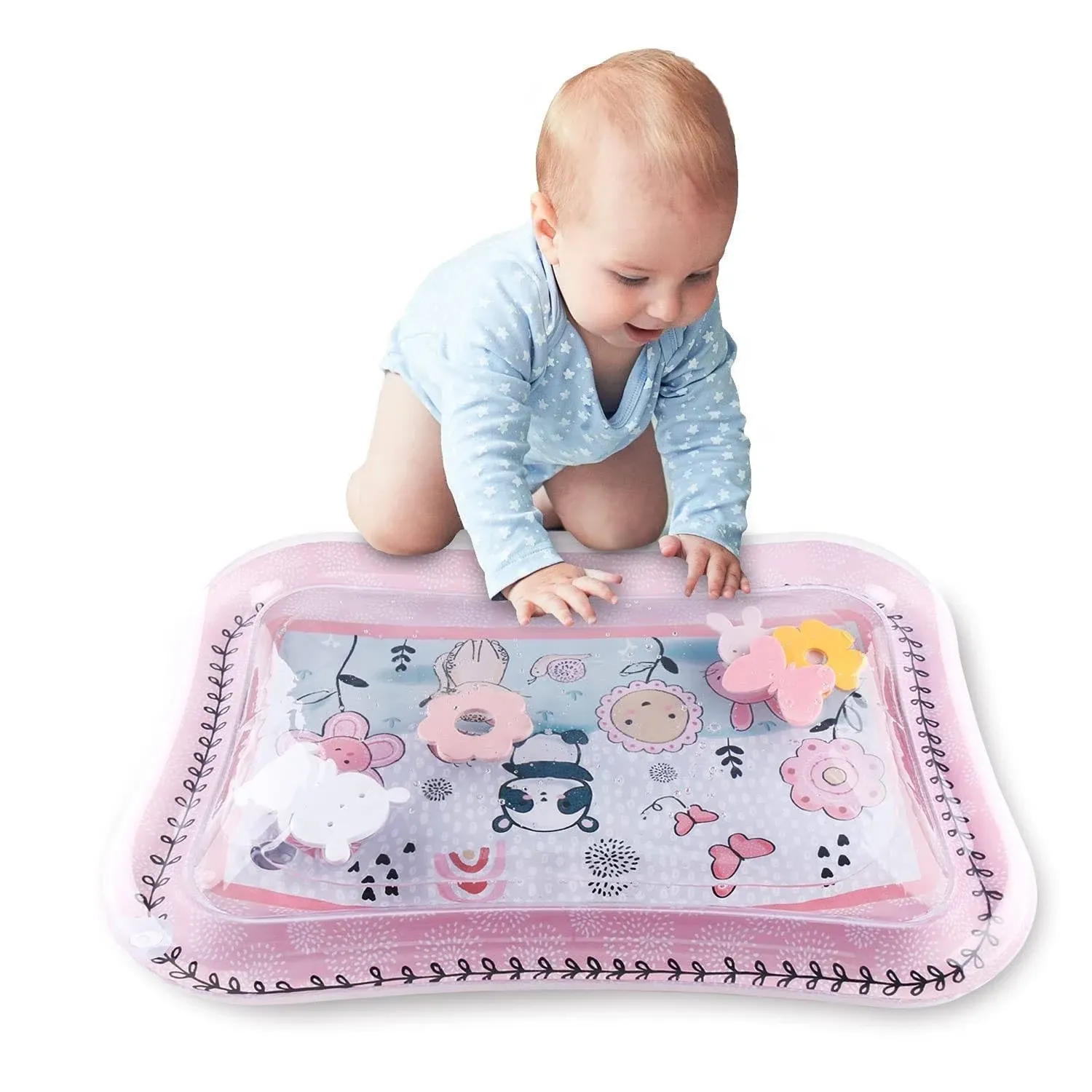 The Peanutshell Tummy Time Water Play Mat for Babies, Inflatable Sensory Developmental Toy, Newborn & Infant Baby Toys 0-6 Months, New Born Baby Essentials Must Haves for Girls