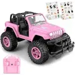 NQD Pink RC Cars 1:16 Scale with DIY Sticker, Remote Control Car for Girls, 80 Min Play 2.4Ghz Jeep RC Trucks,Little Girl Toys Gifts for 4-5 6-7 8-10 Years Old