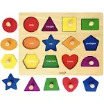 Dailyfunn Montessori Toy Shape Peg Puzzles Baby Puzzle 12-18-24 Months with Knob for Infant-Toddlers 1-3