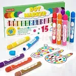 Shuttle Art Dot Markers, 15 Colors Washable Markers for Toddlers,Bingo Daubers Supplies Kids Preschool Children, Non Toxic Water-Based