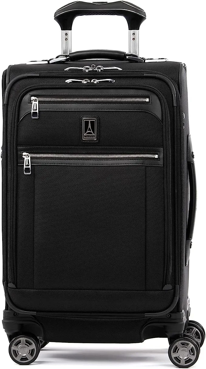 Travelpro Platinum Elite Softside Expandable Carry on Luggage, 8 Wheel Spinner Suitcase, USB Port, Suiter, Men and Women, Vintage Grey, Carry On 21-Inch