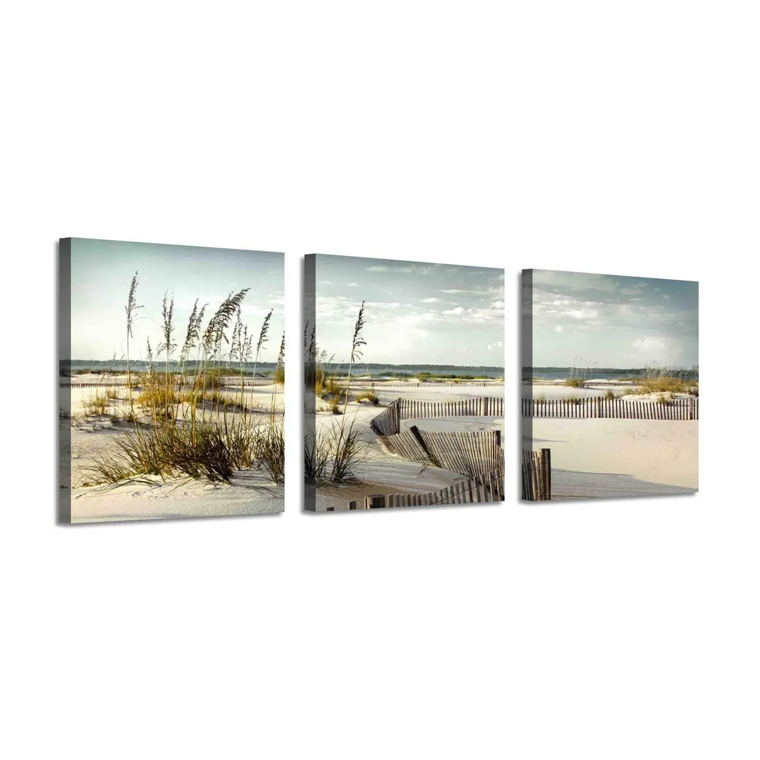 Beach Scenery Picture Seascape Art: Coastal Sand Dunes Path Canvas Print Set ...