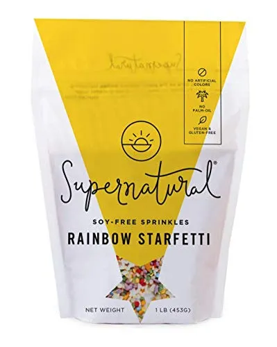 Rainbow Starfetti Natural Confetti Sprinkles by Supernatural, No Artificial Dyes, Soy Free, Gluten Free, Vegan, 1lb