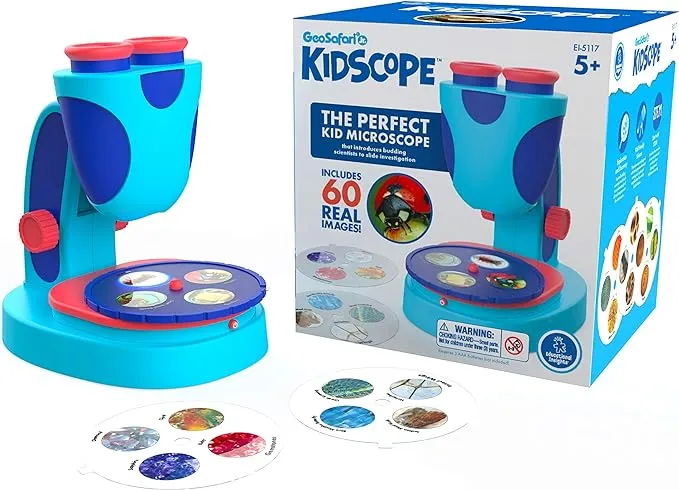 Educational Insights Kidscope Microscope STEM Toy with 15 Slides & Lights, Science Kit for Kids Ages 5 6 7+