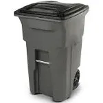 Trash Can with Wheels & Attached Lid, Black, 64 Gallons