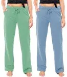 Sexy Basics Women's 2 Pack Ultra Soft French Terry Cotton Drawstring Yoga Lounge Long Pants