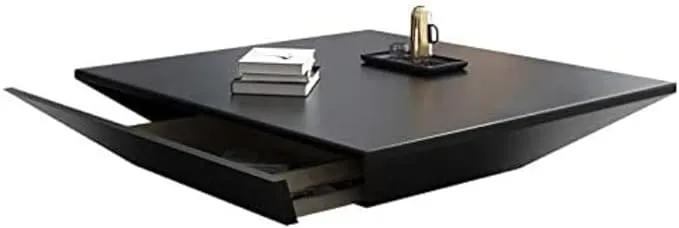 Modern Wood Coffee Table with Storage Square Drum Coffee Table with 1-Drawer