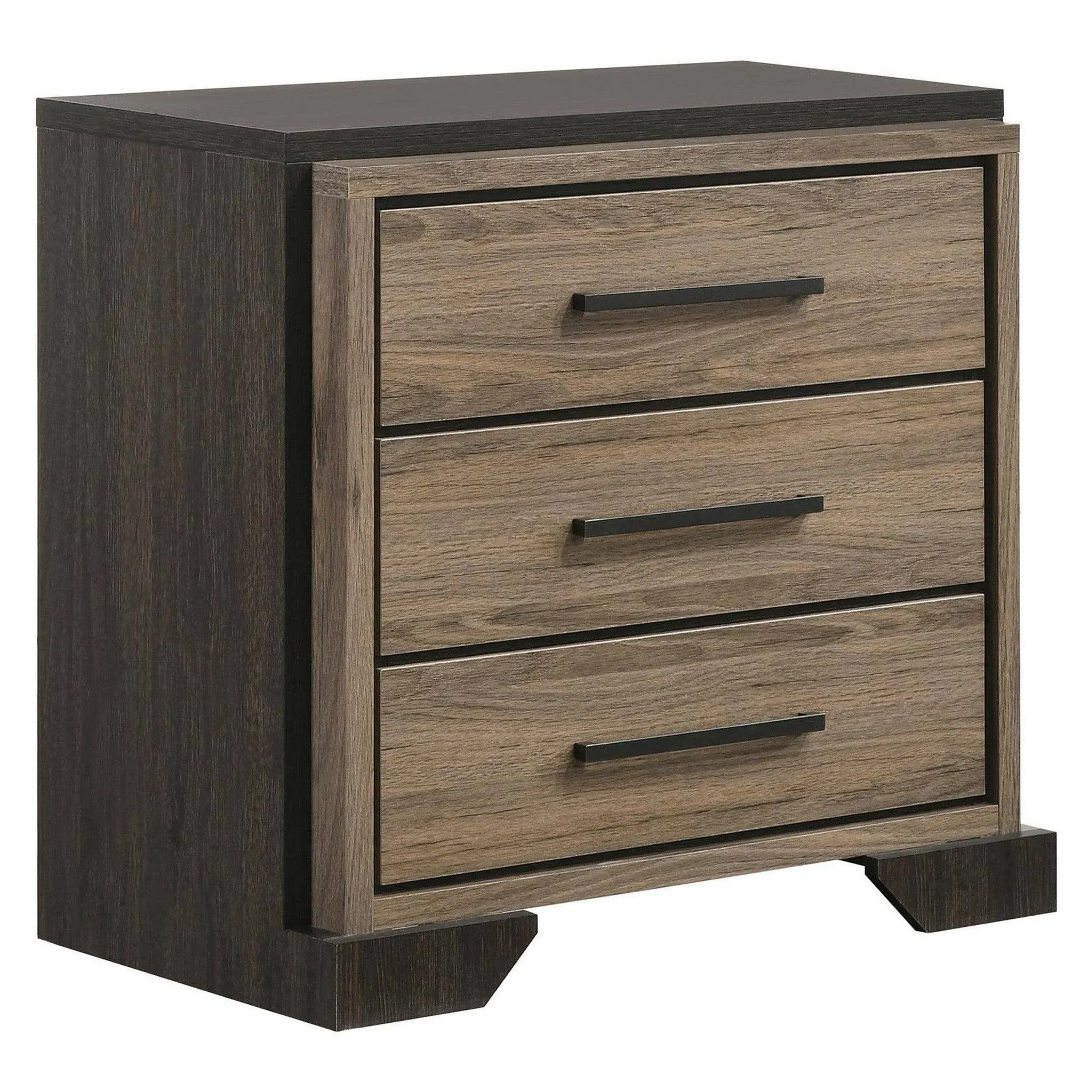 Coaster Baker 3-Drawer Nightstand Brown and Light Taupe