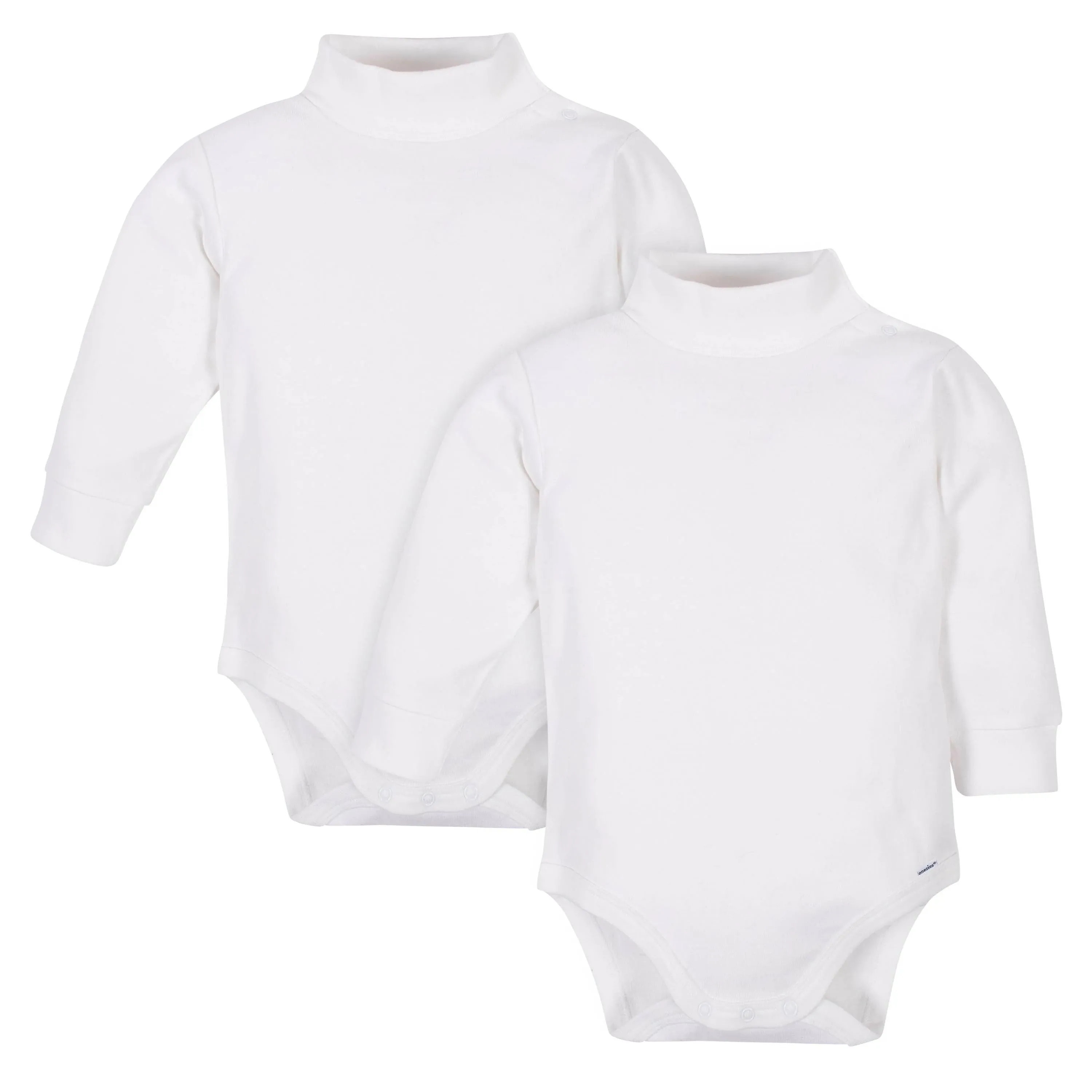 2-Pack Baby and Toddler Neutral White Long Sleeve Turtleneck Onesies® Bodysuits