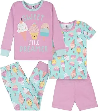 Gerber Baby Girls' Toddler Snug Fit 4-Piece Pajama Set