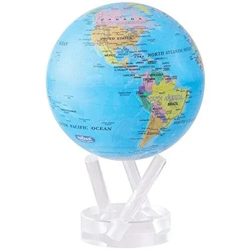 Mova Ocean Political Revolving Globe, Blue, 6"