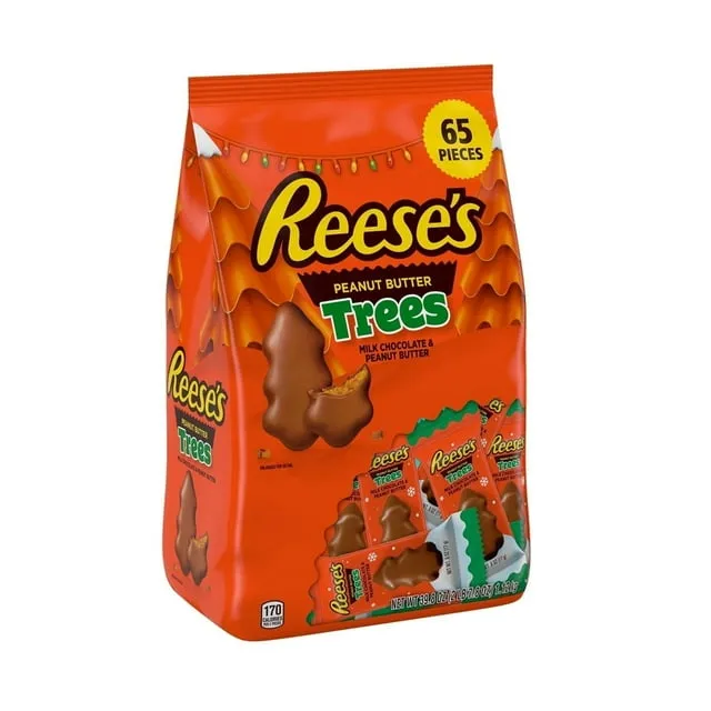 REESE'S Milk Chocolate Peanut Butter Trees, Christmas Candy Packs, 1.2 oz (6 Count)