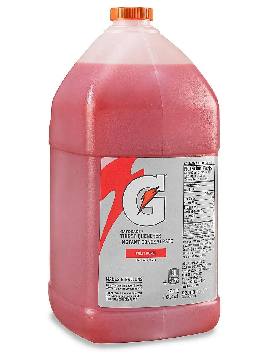 Gatorade Fruit Punch Concentrate - 1 Gallon | Instant Mixing | Makes up to 6 Gallons (4/CASE)