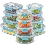 JoyJolt 24-Piece Fluted Food Storage Container Set with Lids - Gray