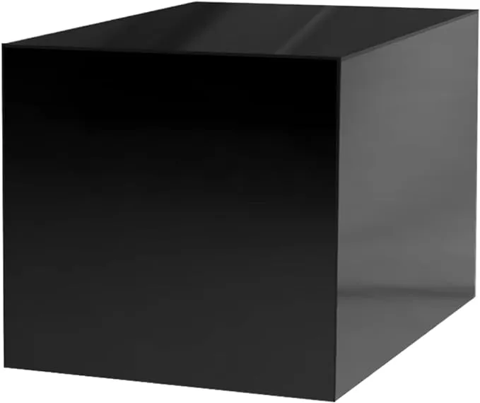 12 Inch Glossy Black Acrylic Display Box with One Open Side No Lid Versatile Square Plexiglass Merchandise Storage Bin or Retail Product Riser by Marketing Holders