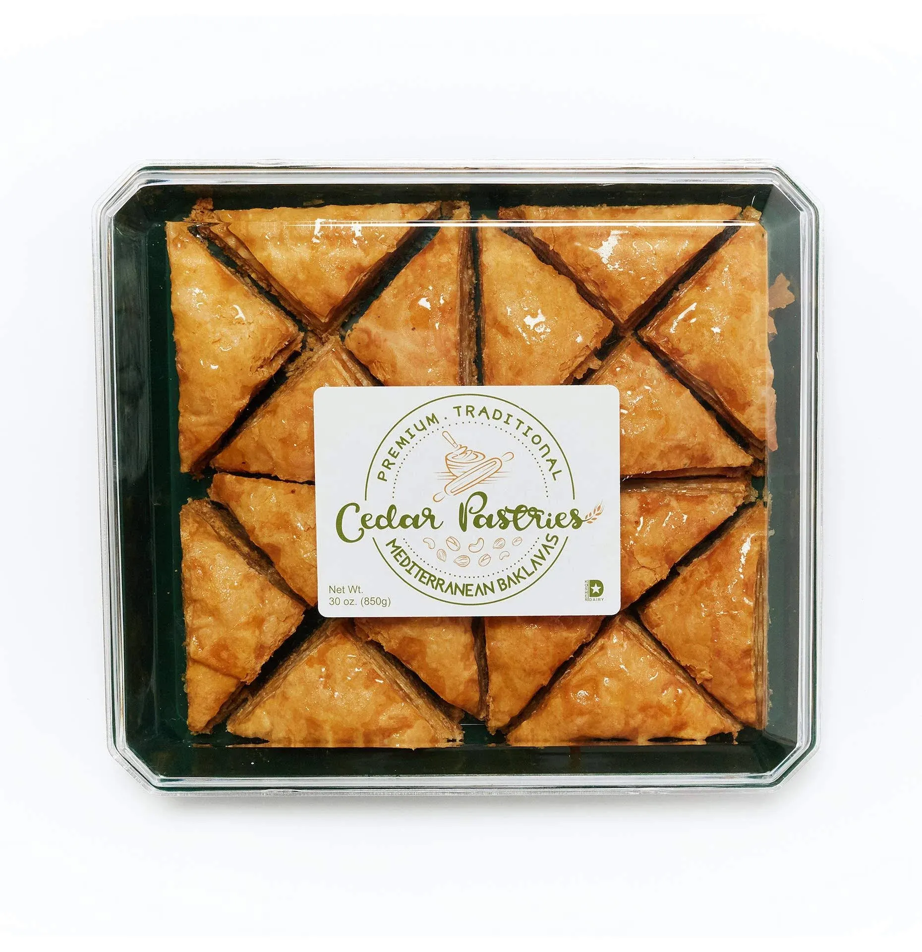 Cedar Pastries 16 Piece Traditional Baklava Triangles