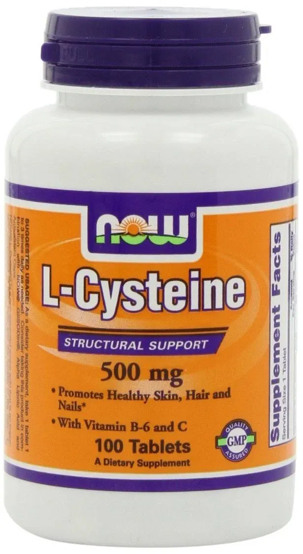 NOW Foods Supplements, L-Cysteine 500 mg with Vitamins B-6 and C, Structural Support*, 100 Tablets