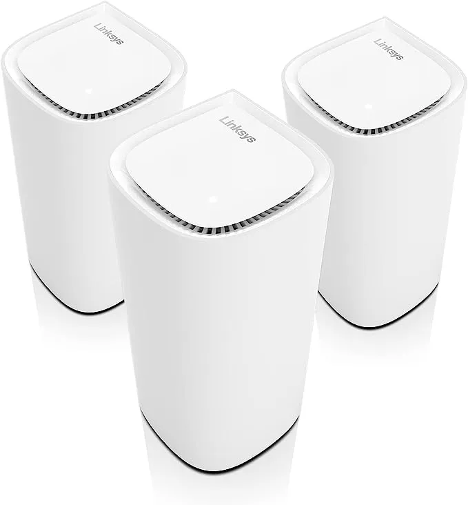 Linksys Velop Pro WiFi 6E Mesh Router - Cognitive Mesh with 6 GHz, 5.4 Gbps Speeds, 9000 Sq. ft. Coverage, 200+ Devices - 3 Pack