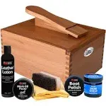 FOOTMATTERS Shoe Shine Valet Box - Hardwood Boot & Shoe Care