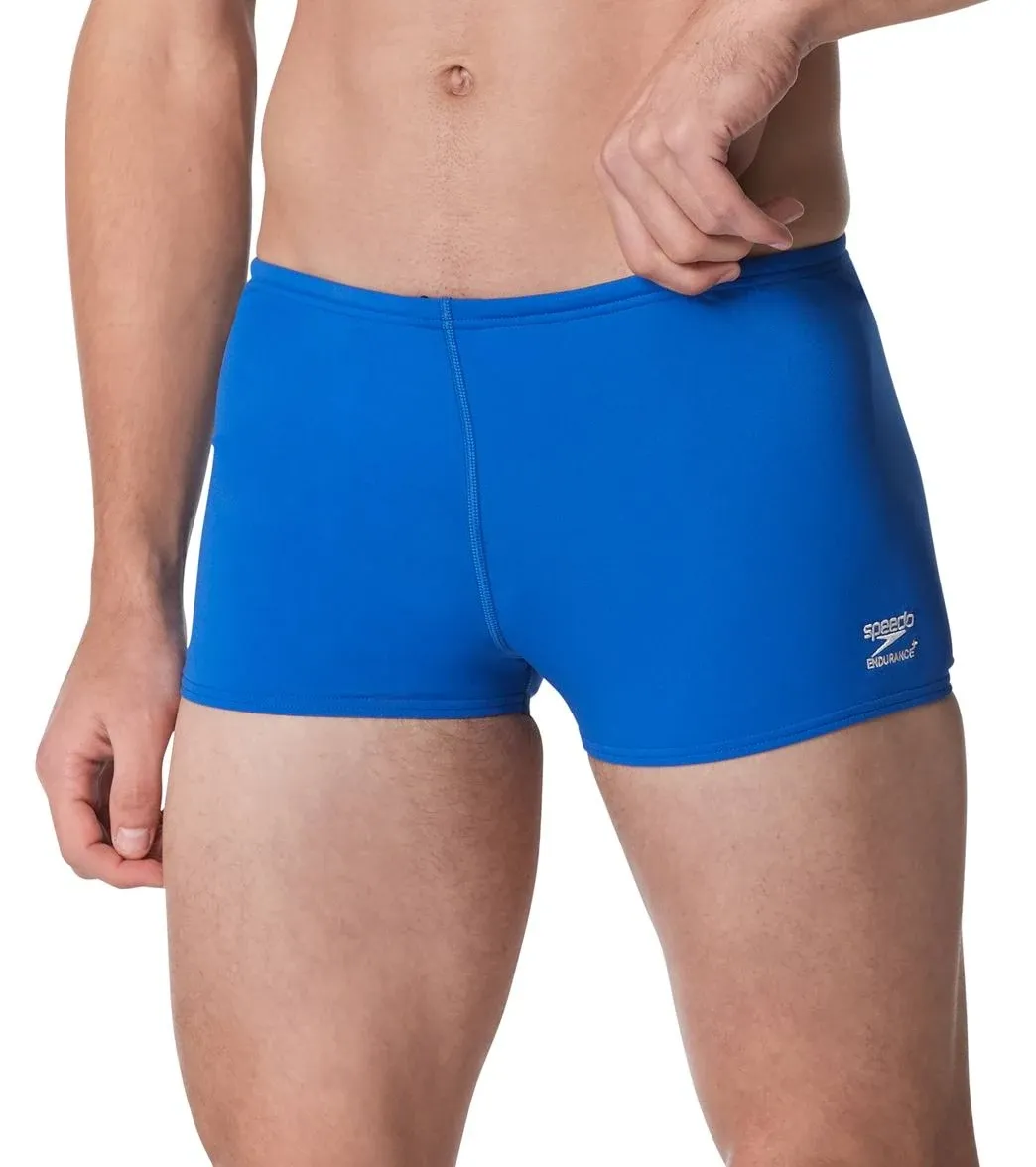 Speedo Men's Endurance+ Polyester Solid Square Leg Swimsuit