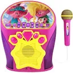 eKids - DreamWorks Trolls Bluetooth Karaoke with Sing-Along Microphone and EZ Link Technology - Pink