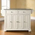 Crosley Alexandria Solid Granite Top Kitchen Island, White