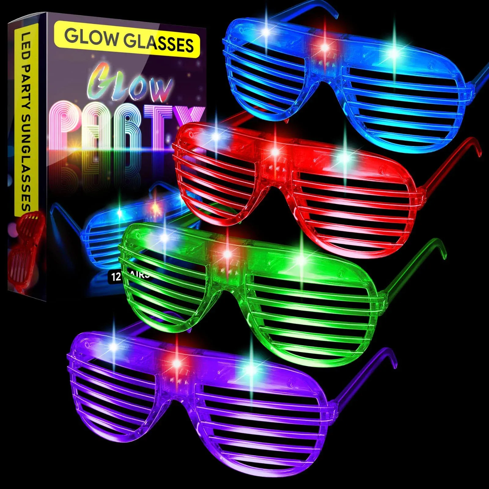 A3 Direct LED Glasses & Kids Party Favors - 12 Neon Glow in The Dark Parties ...